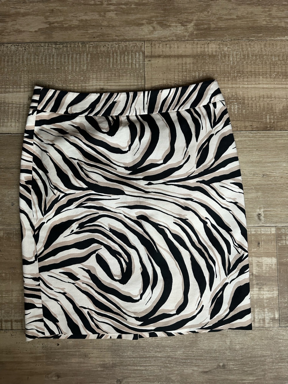 LOFT Zebra-Print Pencil Skirt in Black and Cream